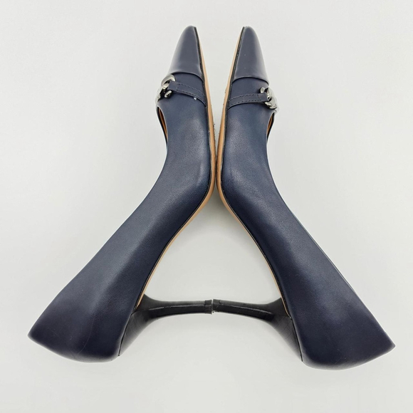 COACH Bowery Pointed Toe Kitten Heels – Navy Blue Leather – Size 6.5 - Picture 3 of 8